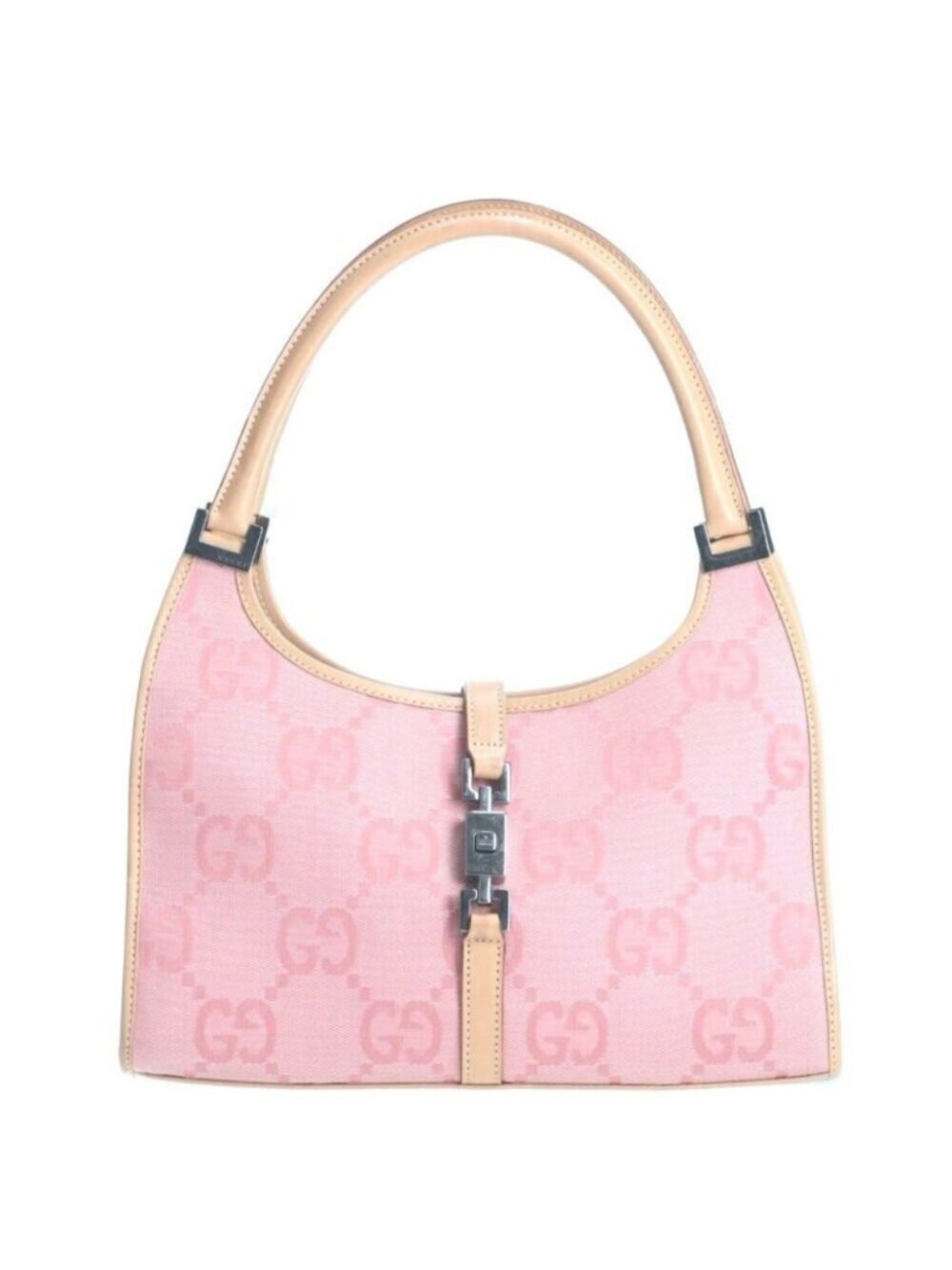 Gucci GG Jackie O Hobo Pink Shoulder Bag Sherry Monogram Web Leather